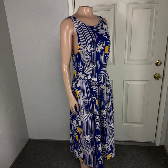 Vintage 80s 90's Sunshine Alley Women's Dress Cotton Hawaiian Pockets FF22 - Picture 7 of 8